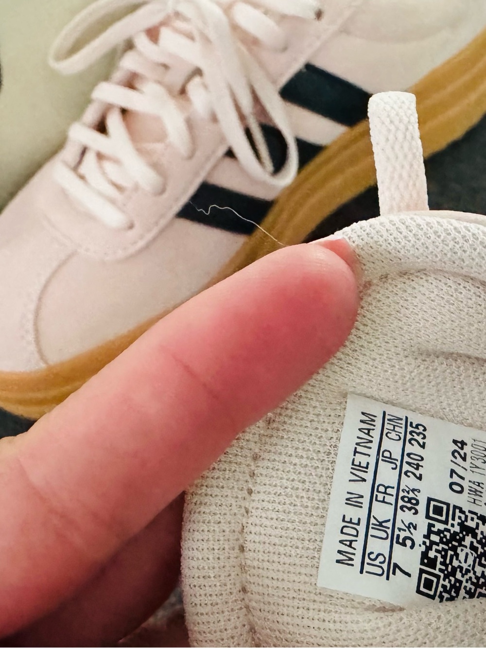 adidas Pink Suede Sneakers with Black Stripes and Gum Platform - Picture 3 of 3